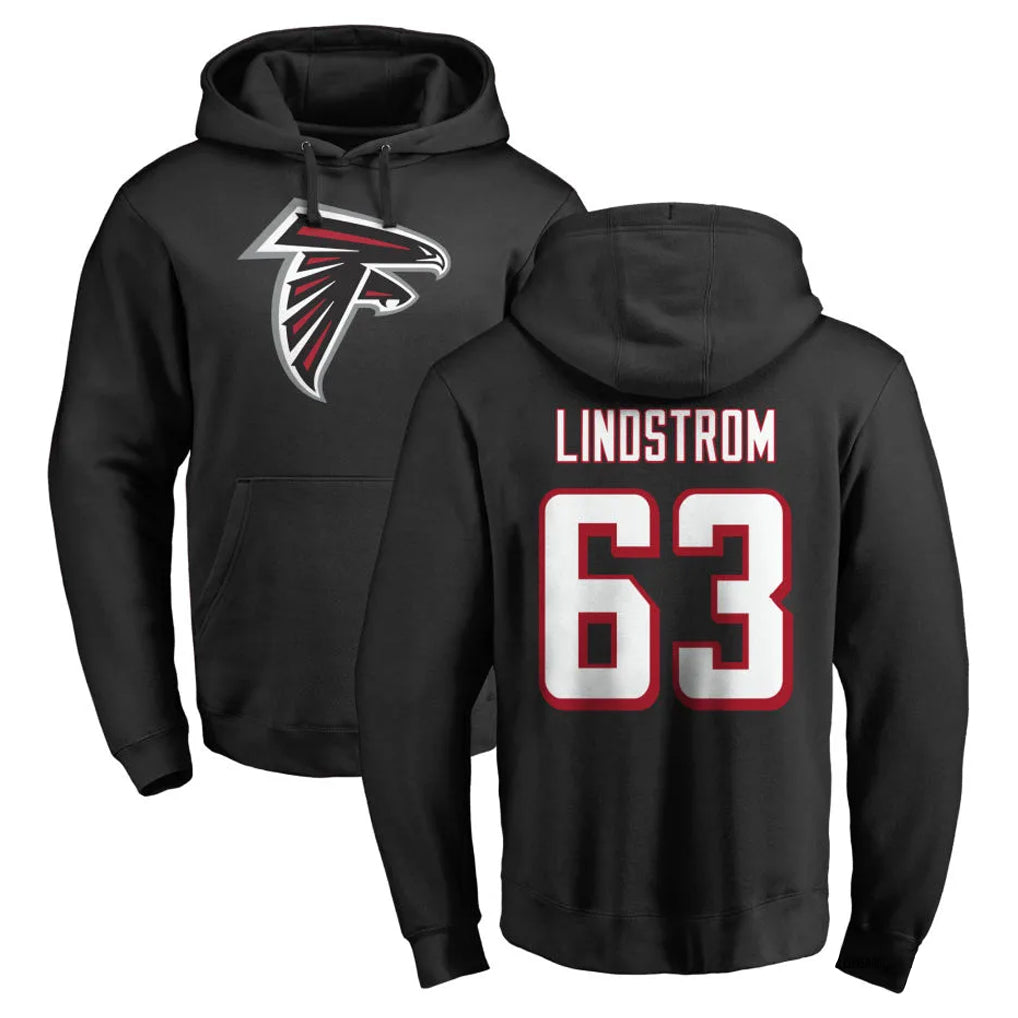 Odoa A.Falcons #63 Chris Lindstrom Player Black Salute to Service Hoodies Stitched Jerseys