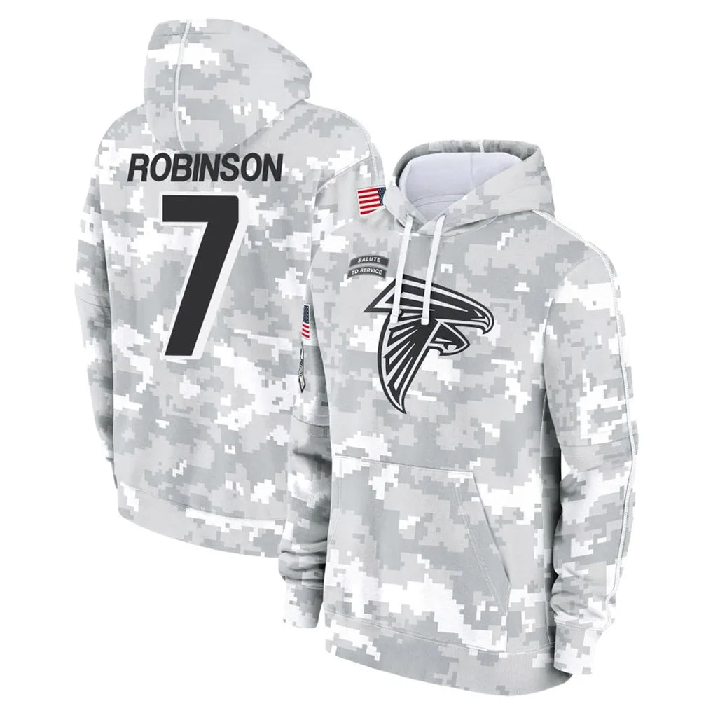 Odoa A.Falcons #7 Bijan Robinson Player Camo Arctic Salute to Service Hoodies Limited Stitched Jerseys