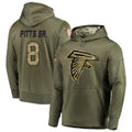 Odoa A.Falcons #8 Kyle Pitts Player Salute to Service Club Fleece Olive Hoodie Stitched Jerseys