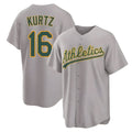 Odoa Athletics #16 Nick Kurtz Player Gray Home Game Stitched Jerseys
