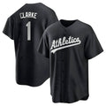 Odoa Athletics #1 Denzel Clarke player Black&White Replica Stitched Jersey