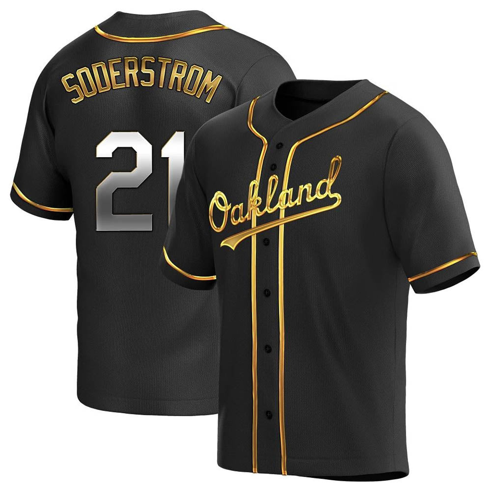 Odoa Athletics #21 Tyler Soderstrom Player Black Golden Replica Alternate Stitched Jersey