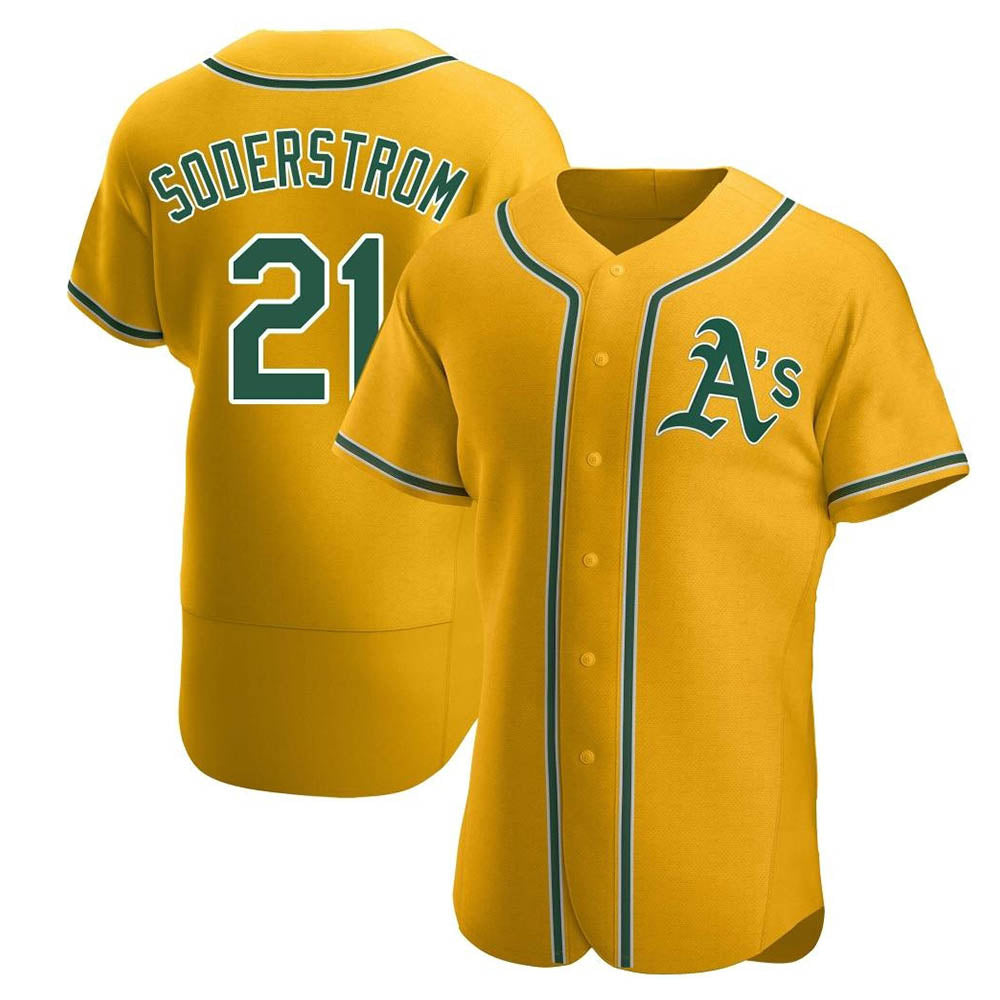Odoa Athletics #21 Tyler Soderstrom Player Gold Authentic Alternate Stitched Jersey