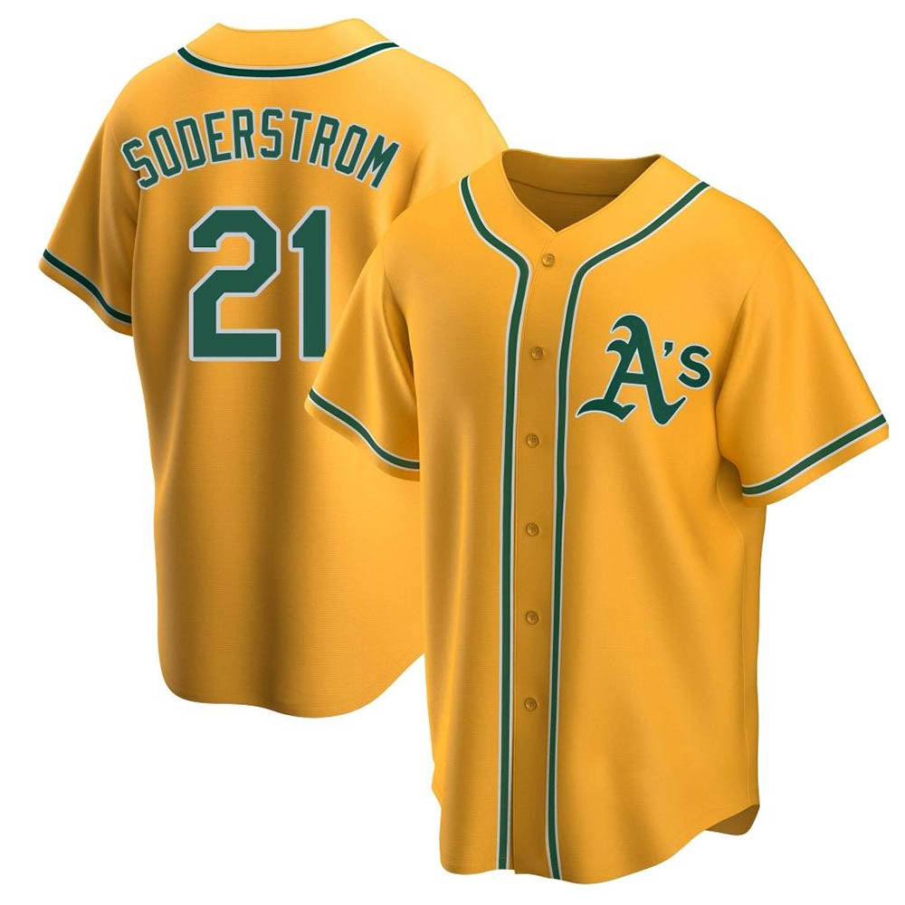 Odoa Athletics #21 Tyler Soderstrom Player Gold Replica Alternate Stitched Jersey