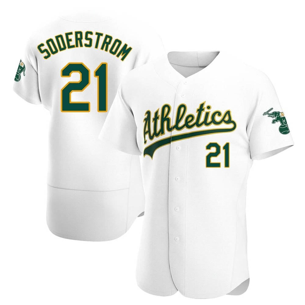 Odoa Athletics #21 Tyler Soderstrom Player White Authentic Home Stitched Jersey