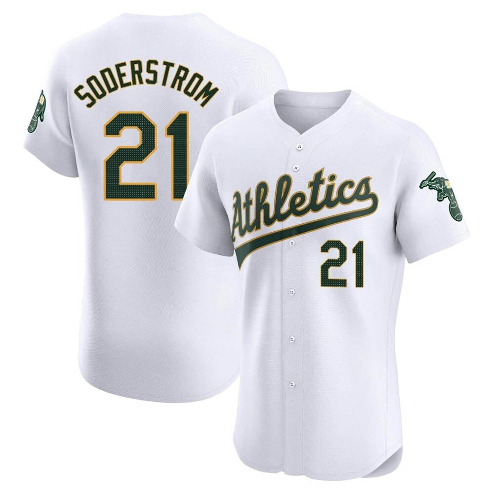 Odoa Athletics #21 Tyler Soderstrom Player White Elite Home Stitched Jersey