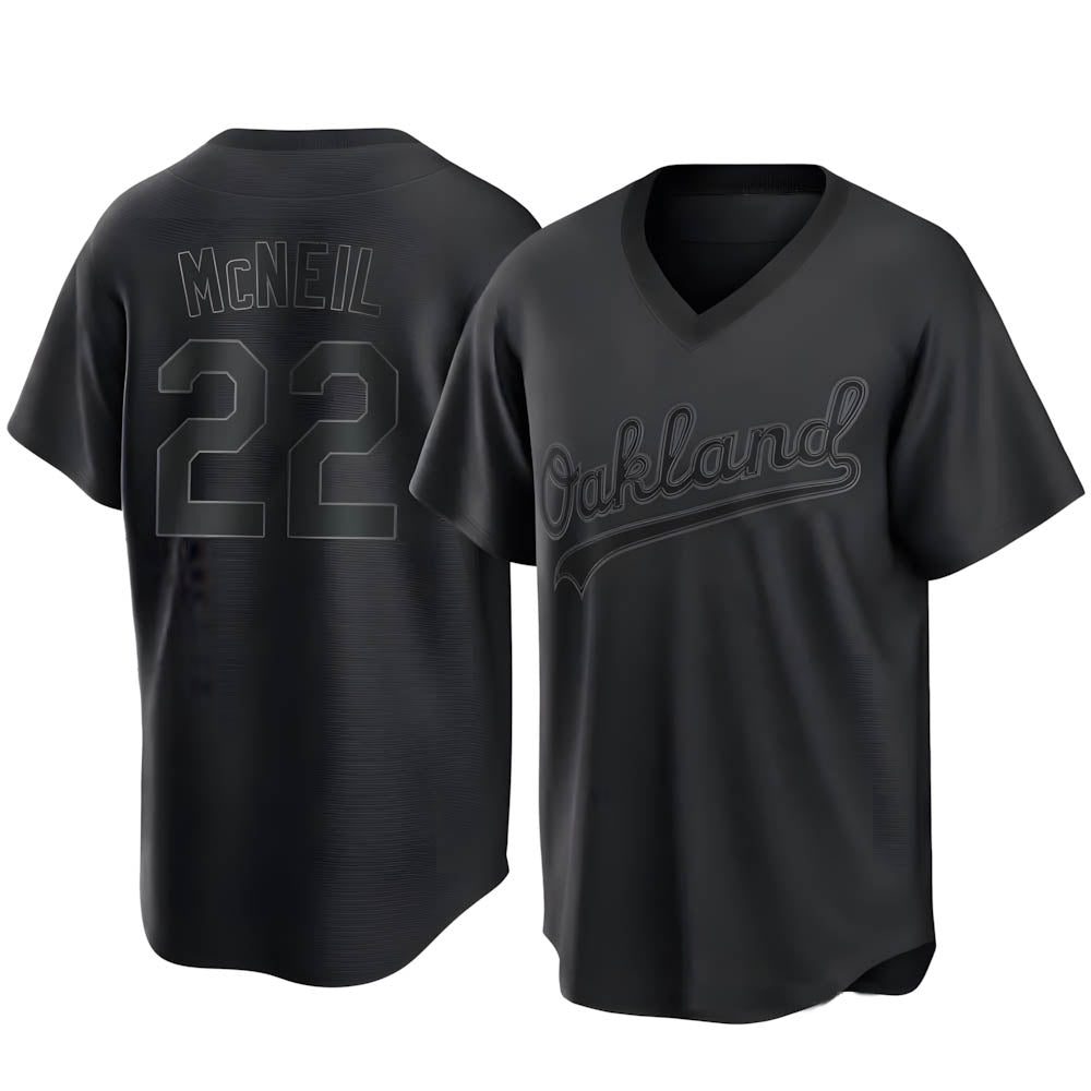 Odoa Athletics #22 Jeff McNeil player Black Replica Pitch Fashion Stitched Jersey
