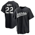 Odoa Athletics #22 Jeff McNeil player Black&White Replica Stitched Jersey