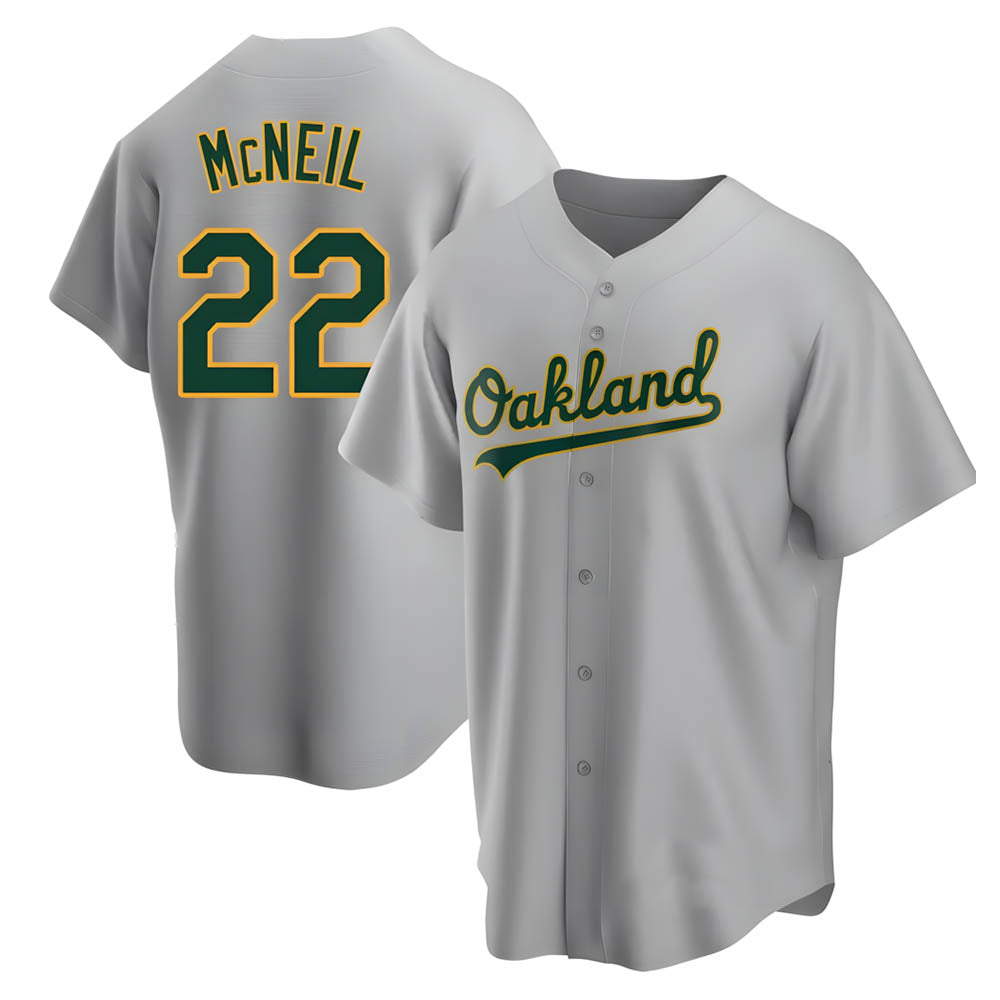 Odoa Athletics #22 Jeff McNeil player Gray Replica Road Stitched Jersey
