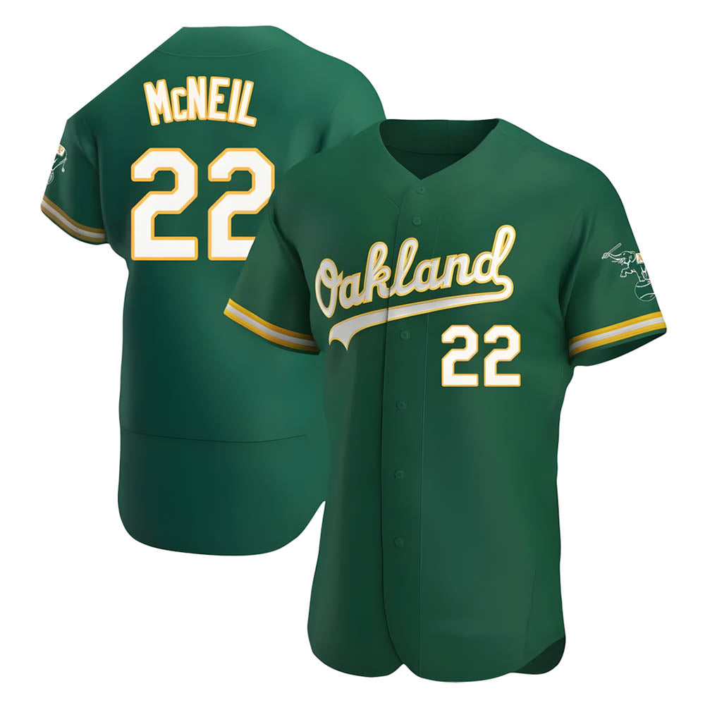 Odoa Athletics #22 Jeff McNeil player Green Authentic Kelly Alternate Stitched Jersey