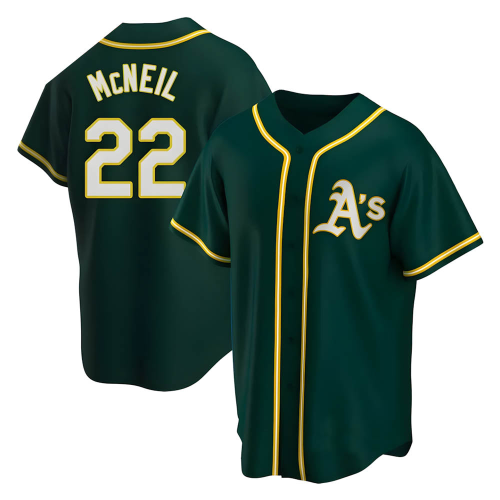 Odoa Athletics #22 Jeff McNeil player Green Replica Alternate Stitched Jersey