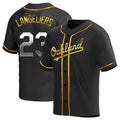 Odoa Athletics #23 Shea Langeliers Player Black Golden Replica Alternate Stitched Jerseys