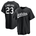 Odoa Athletics #23 Shea Langeliers Player Black&White Replica Stitched Jerseys