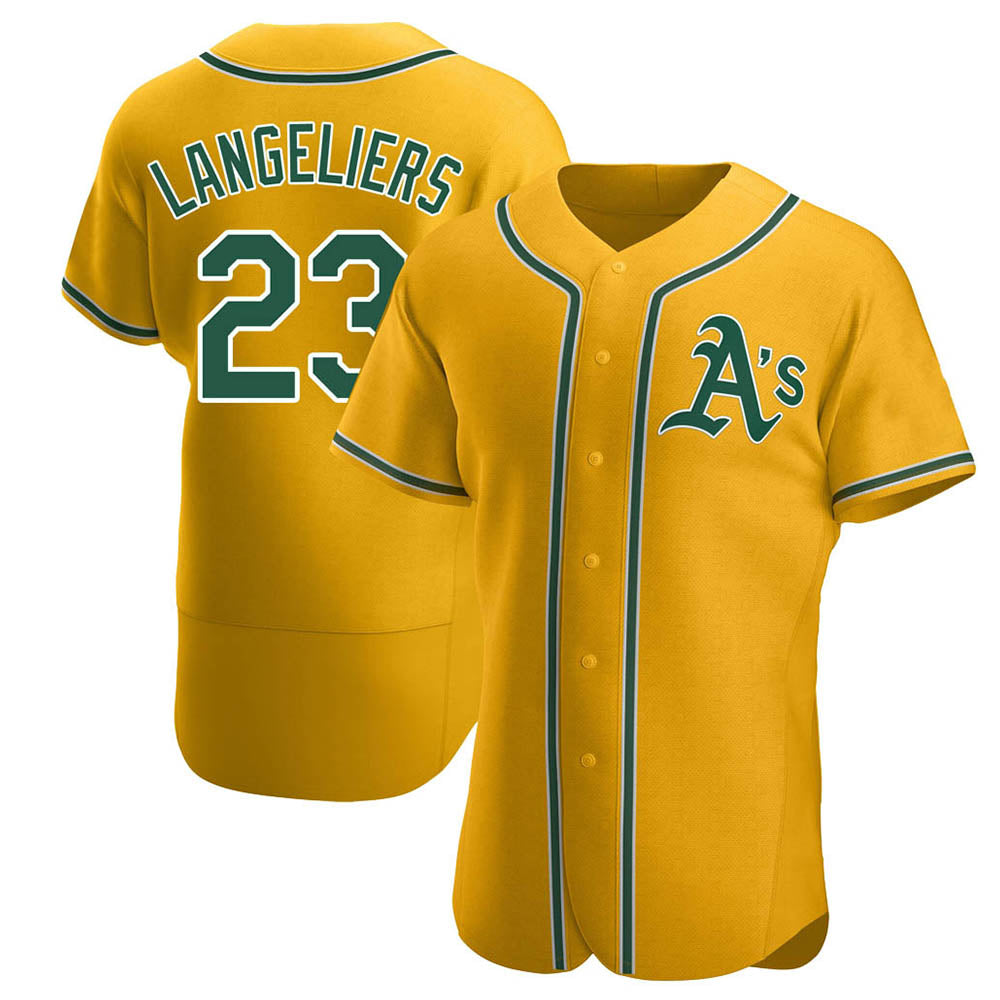 Odoa Athletics #23 Shea Langeliers Player Gold Authentic Alternate Stitched Jerseys