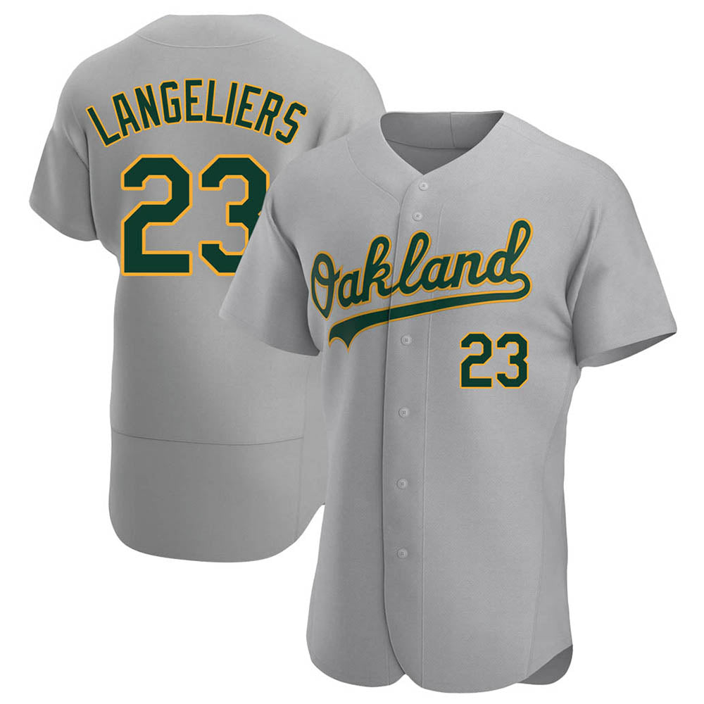 Odoa Athletics #23 Shea Langeliers Player Gray Authentic Road Stitched Jersey