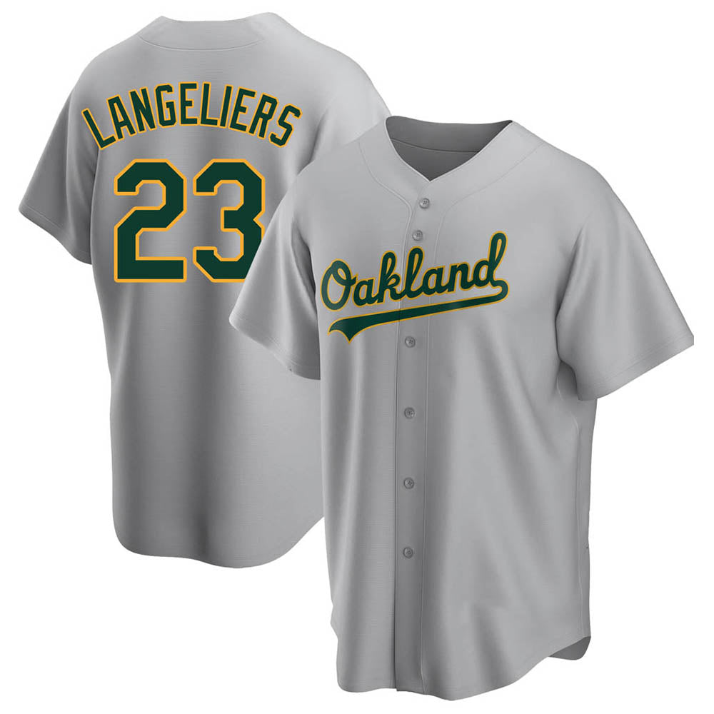 Odoa Athletics #23 Shea Langeliers Player Gray Replica Road Stitched Jerseys