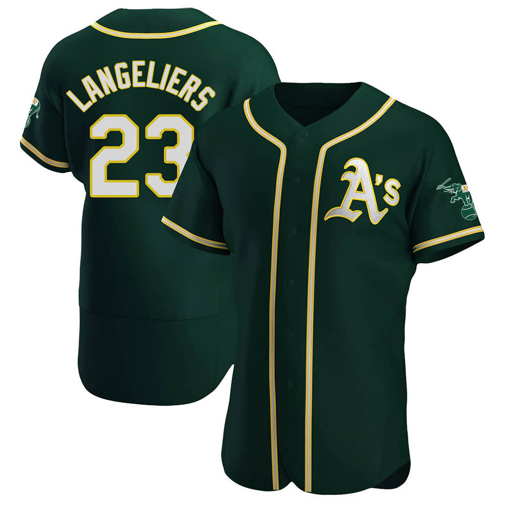 Odoa Athletics #23 Shea Langeliers Player Green Authentic Alternate Stitched Jerseys