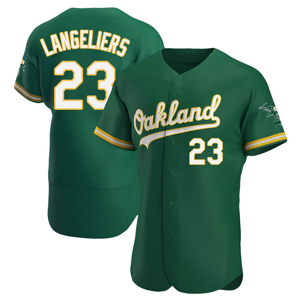 Odoa Athletics #23 Shea Langeliers Player Green Authentic Kelly Alternate Stitched Jerseys