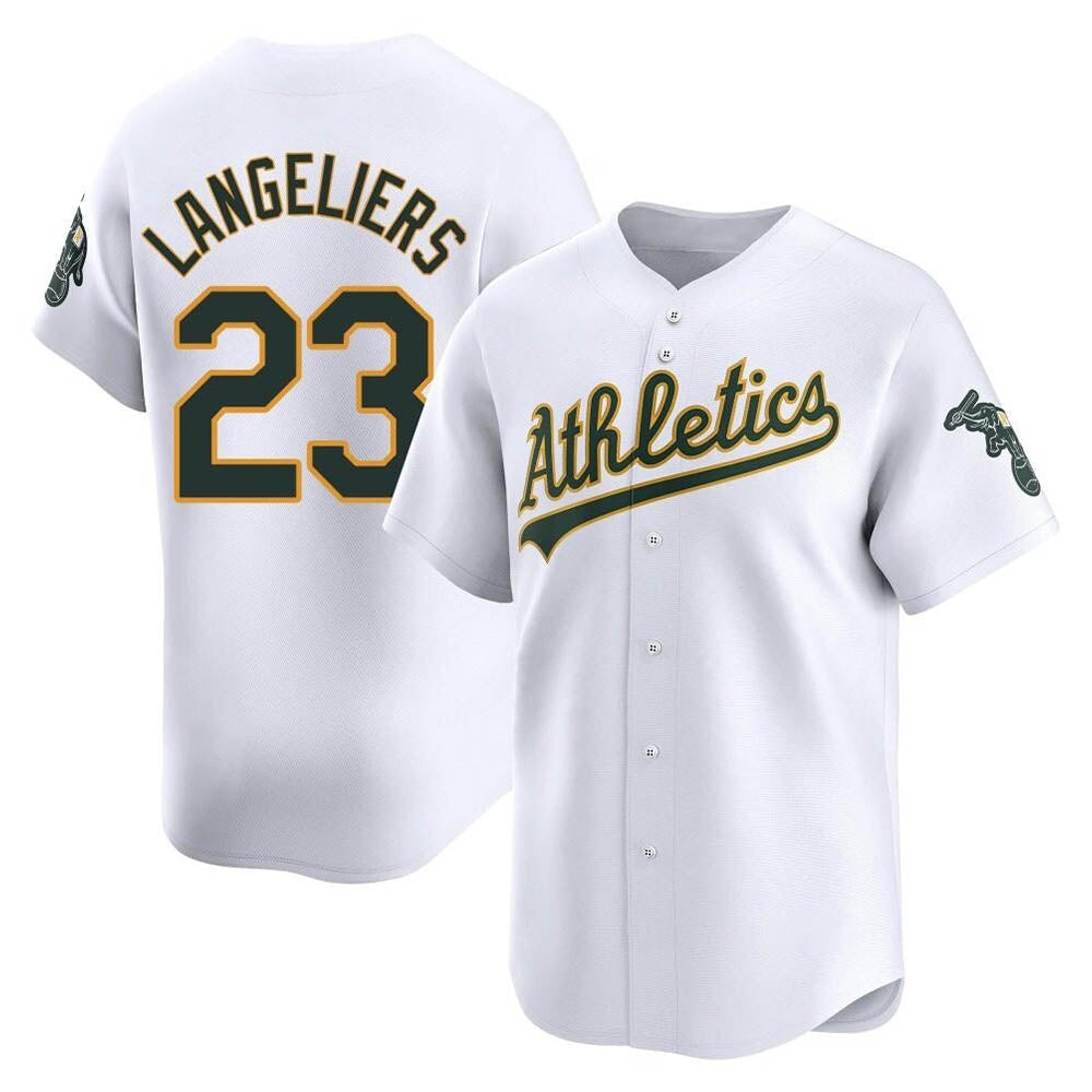 Odoa Athletics #23 Shea Langeliers Player White Limited Home Stitched Jersey
