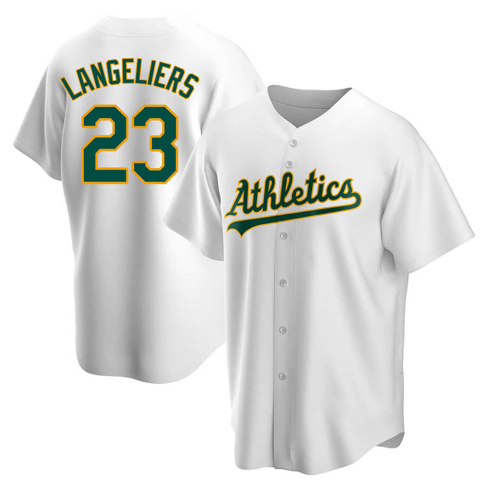Odoa Athletics #23 Shea Langeliers Player White Replica Home Stitched Jerseys