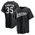 Odoa Athletics #35 Rickey Henderson Player Black&White Replica Stitched Jersey