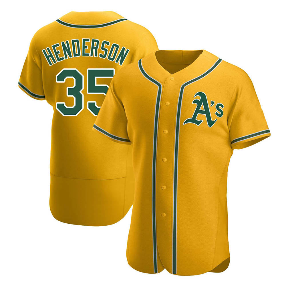 Odoa Athletics #35 Rickey Henderson Player Gold Authentic Alternate Stitched Jersey