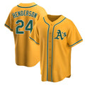 Odoa Athletics #24 Rickey Henderson Player Gold Replica Alternate Stitched Jersey