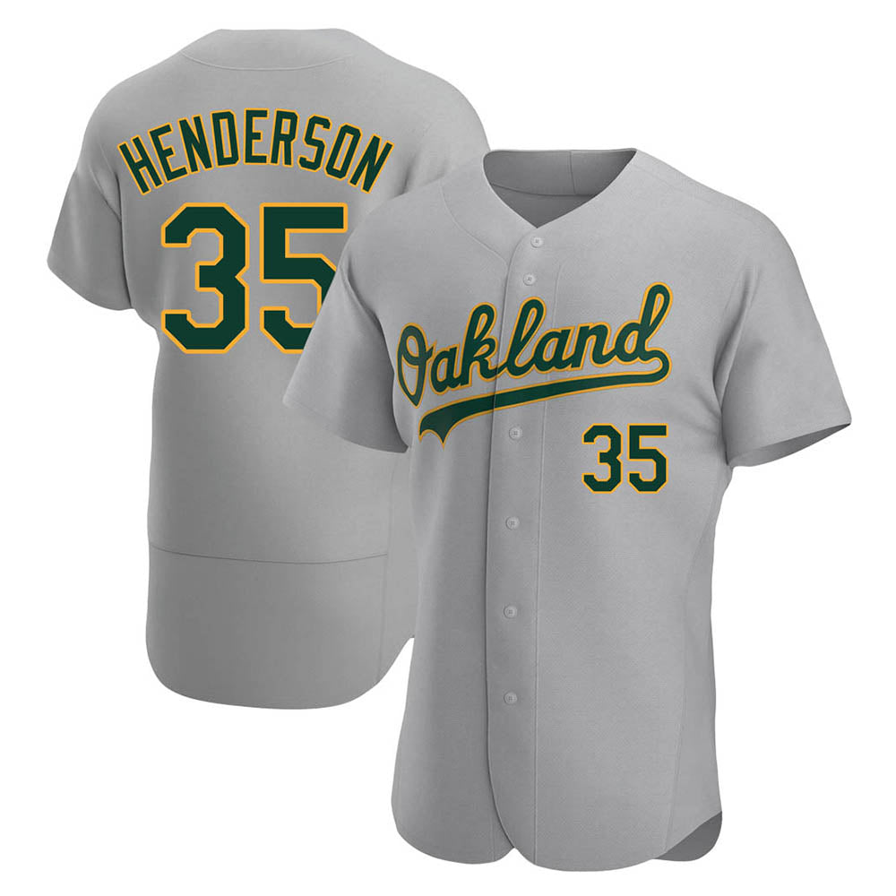Odoa Athletics #35 Rickey Henderson Player Gray Authentic Road Stitched Jersey