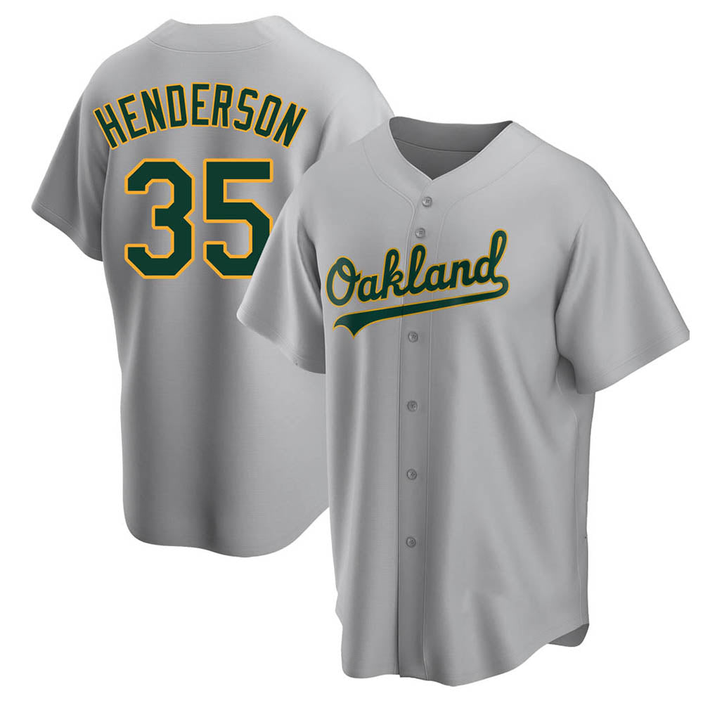 Odoa Athletics #35 Rickey Henderson Player Gray Replica Road Stitched Jersey