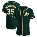 Odoa Athletics #35 Rickey Henderson Player Green Authentic Alternate Stitched Jersey