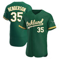 Odoa Athletics #35 Rickey Henderson Player Green Authentic Kelly Alternate Stitched Jersey