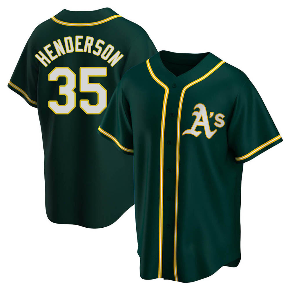 Odoa Athletics #35 Rickey Henderson Player Green Replica Alternate Stitched Jersey