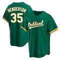 Odoa Athletics #35 Rickey Henderson Player Green Replica Kelly Alternate Stitched Jersey