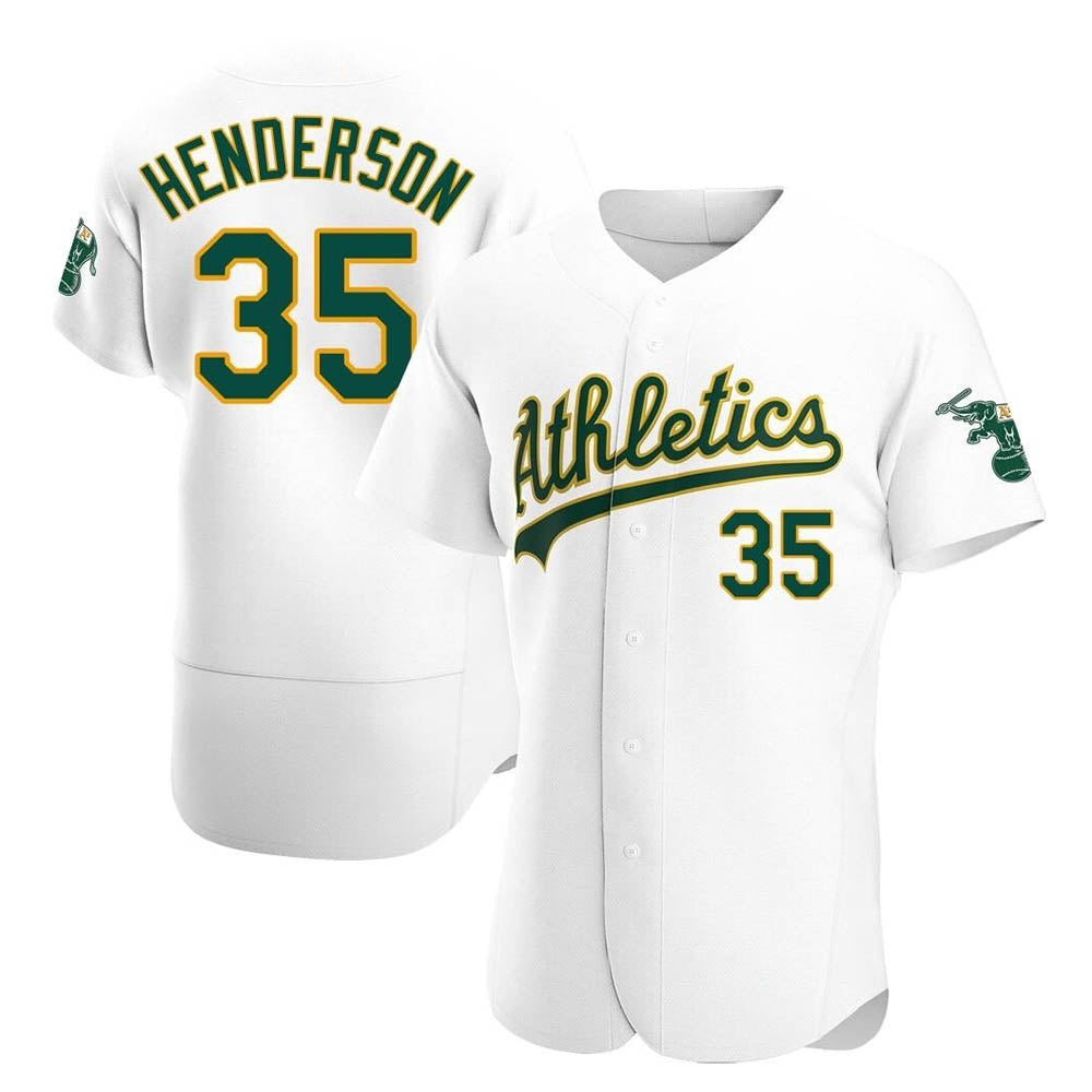 Odoa Athletics #35 Rickey Henderson Player White Authentic Home Stitched Jersey