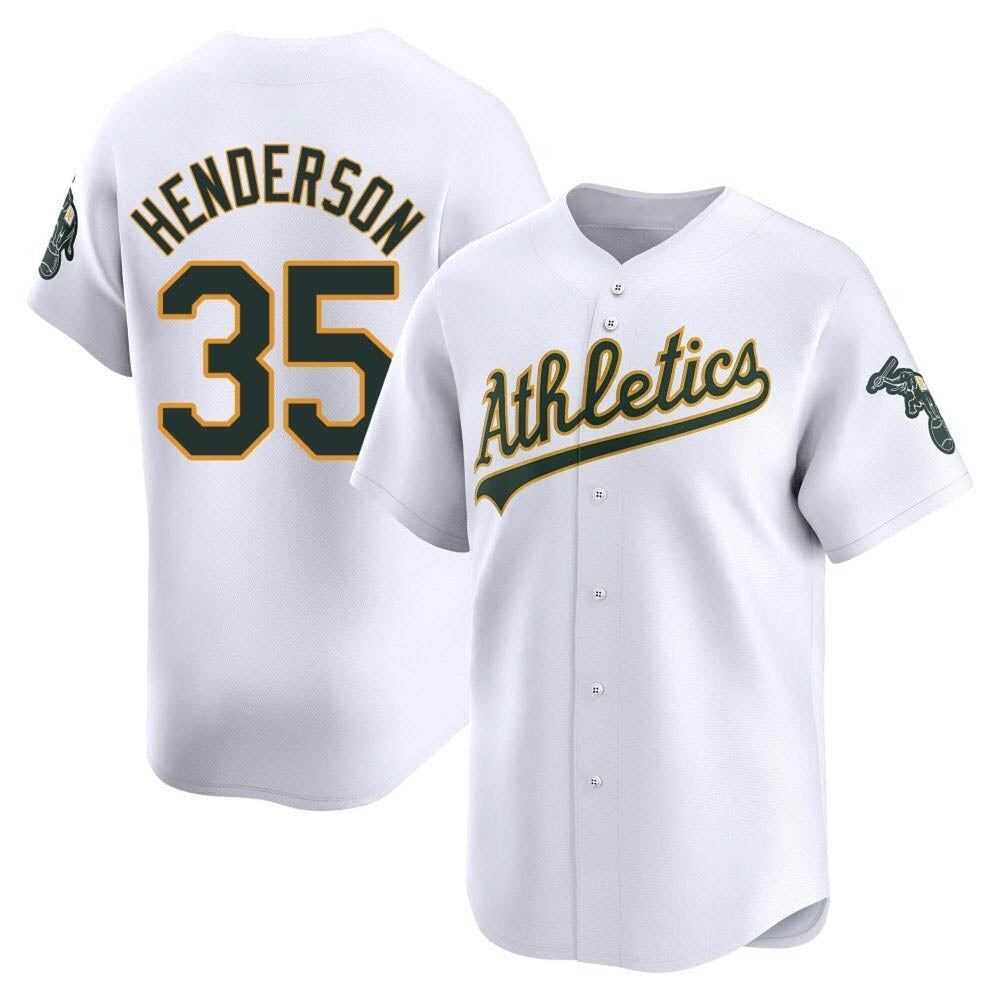 Odoa Athletics #35 Rickey Henderson Player White Limited Home Stitched Jersey