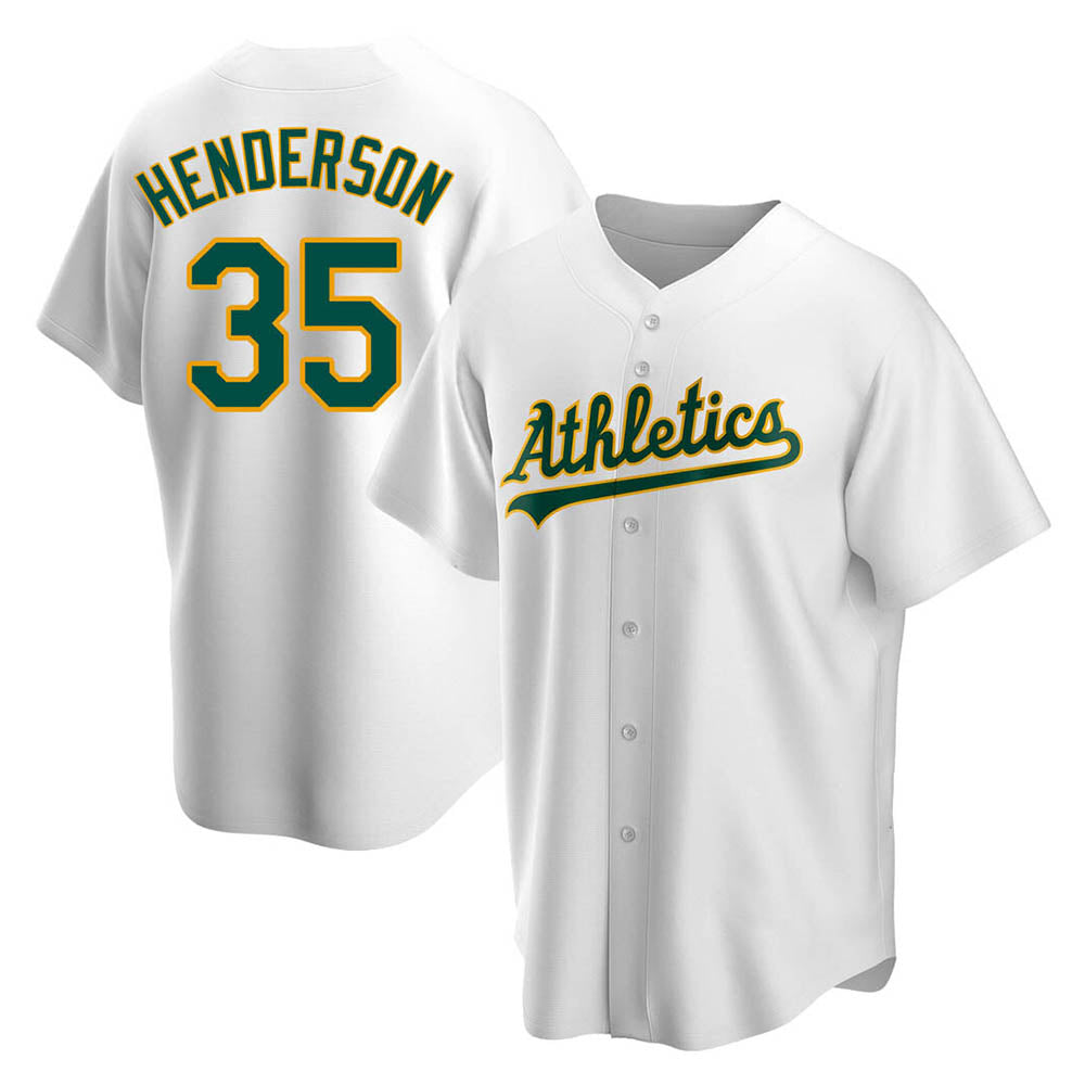 Odoa Athletics #35 Rickey Henderson Player White Replica Home Stitched Jersey