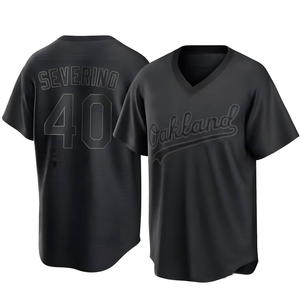 Odoa Athletics #40 Luis Severino player Black Replica Pitch Fashion Stitched Jersey