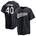 Odoa Athletics #40 Luis Severino player Black&White Replica Stitched Jersey