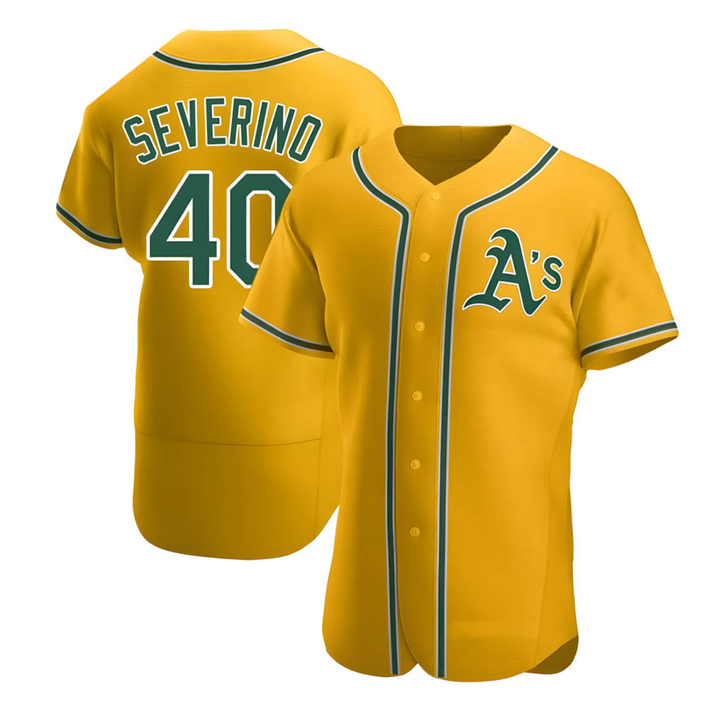 Odoa Athletics #40 Luis Severino player Gold Authentic Alternate Stitched Jersey