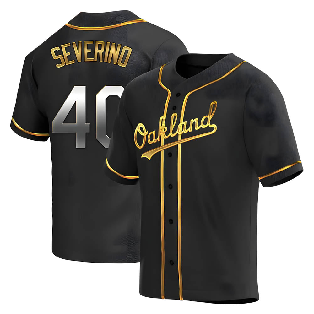Odoa Athletics #40 Luis Severino player Gold Replica Black en Alternate Stitched Jersey