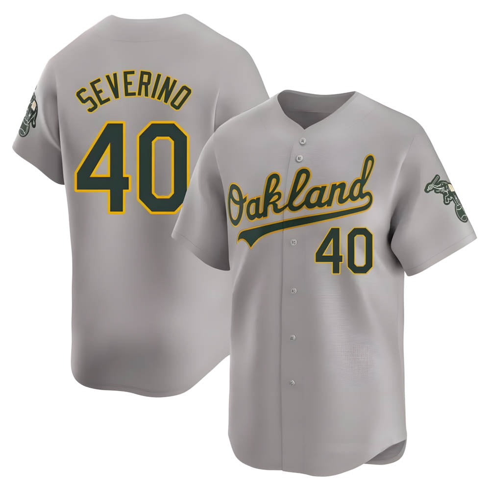 Odoa Athletics #40 Luis Severino player Gray Limited Away Stitched Jersey