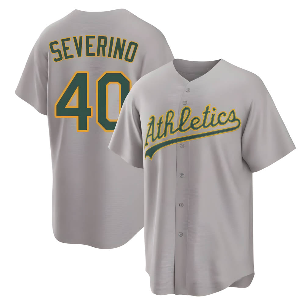Odoa Athletics #40 Luis Severino player Gray Replica Away Stitched Jersey