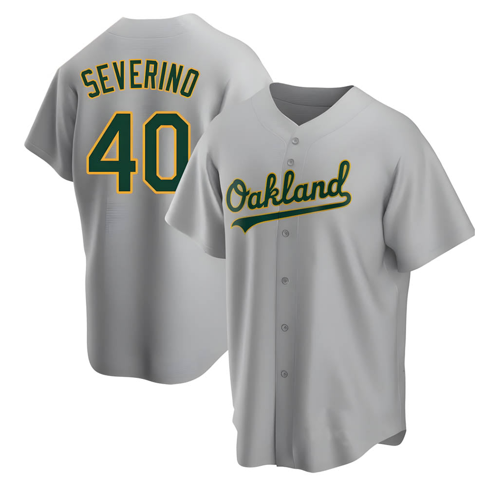Odoa Athletics #40 Luis Severino player Gray Replica Road Stitched Jersey