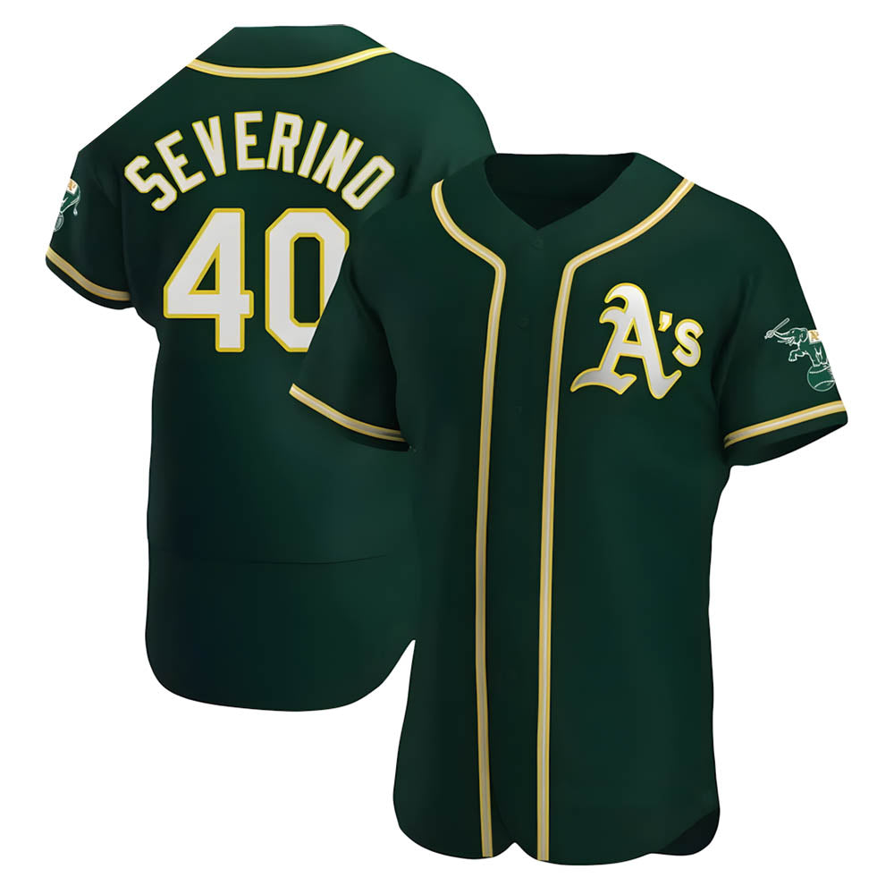 Odoa Athletics #40 Luis Severino player Green Authentic Alternate Stitched Jersey