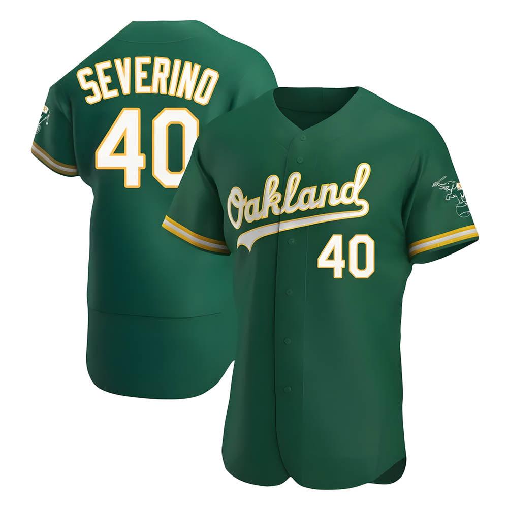 Odoa Athletics #40 Luis Severino player Green Authentic Kelly Alternate Stitched Jersey