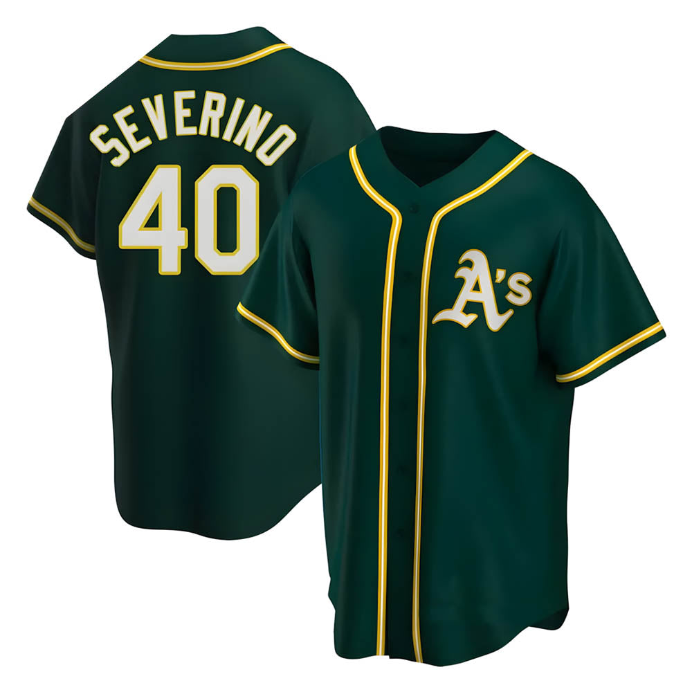 Odoa Athletics #40 Luis Severino player Green Replica Alternate Stitched Jersey