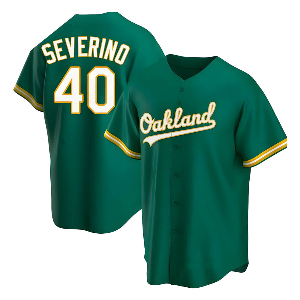 Odoa Athletics #40 Luis Severino player Green Replica Kelly Alternate Stitched Jersey