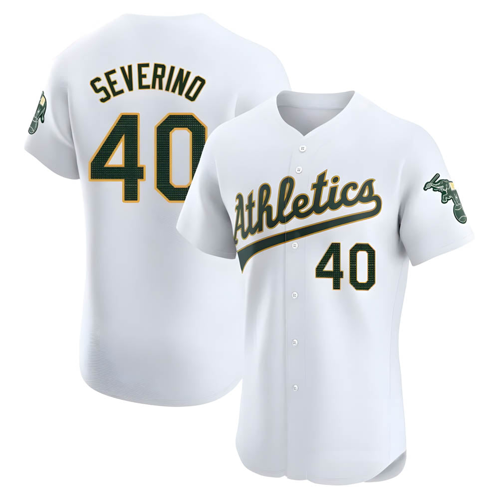 Odoa Athletics #40 Luis Severino player White Elite Home Stitched Jersey