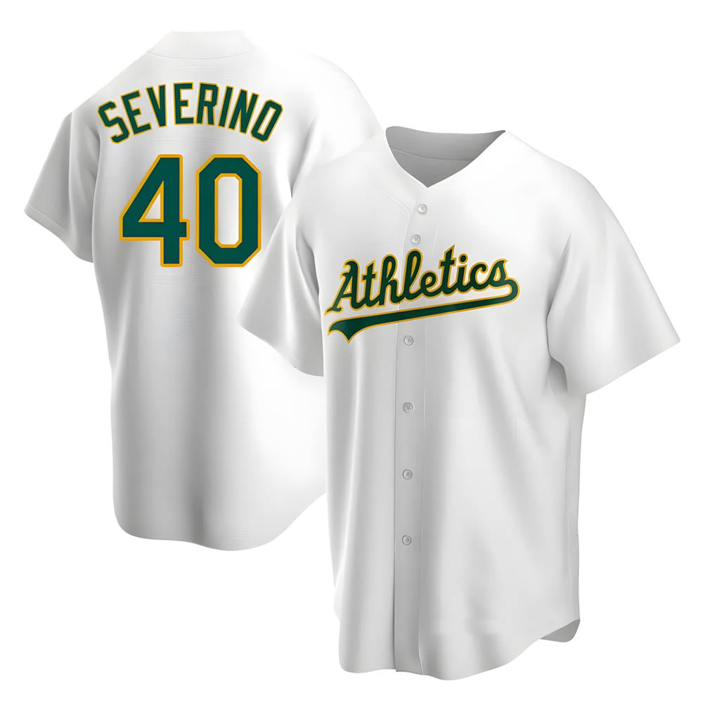 Odoa Athletics #40 Luis Severino player White Replica Home Stitched Jersey