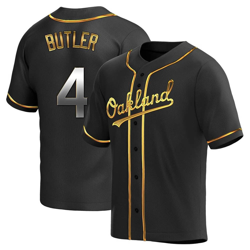 Odoa Athletics #4 Lawrence Butler player Black Golden Replica Alternate Stitched Jersey